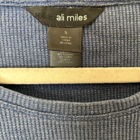 Ali Miles Tunic Top Womens Small Blue Waffle Knit Stretch Cotton Blend Blouse - Picture 7 of 9